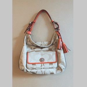 Coach Signature Coral & Khaki Bag, Purse